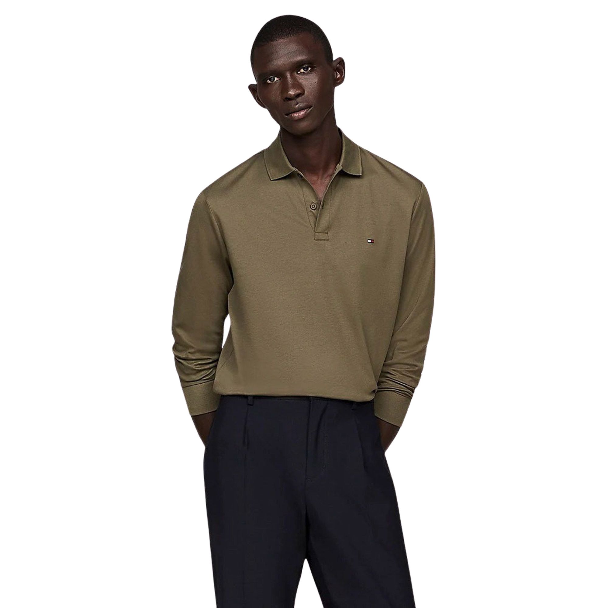 トップス MAN-TLE LongSleeve Polo sizeM Polo Manga Longa Lisa Superior Cotton
